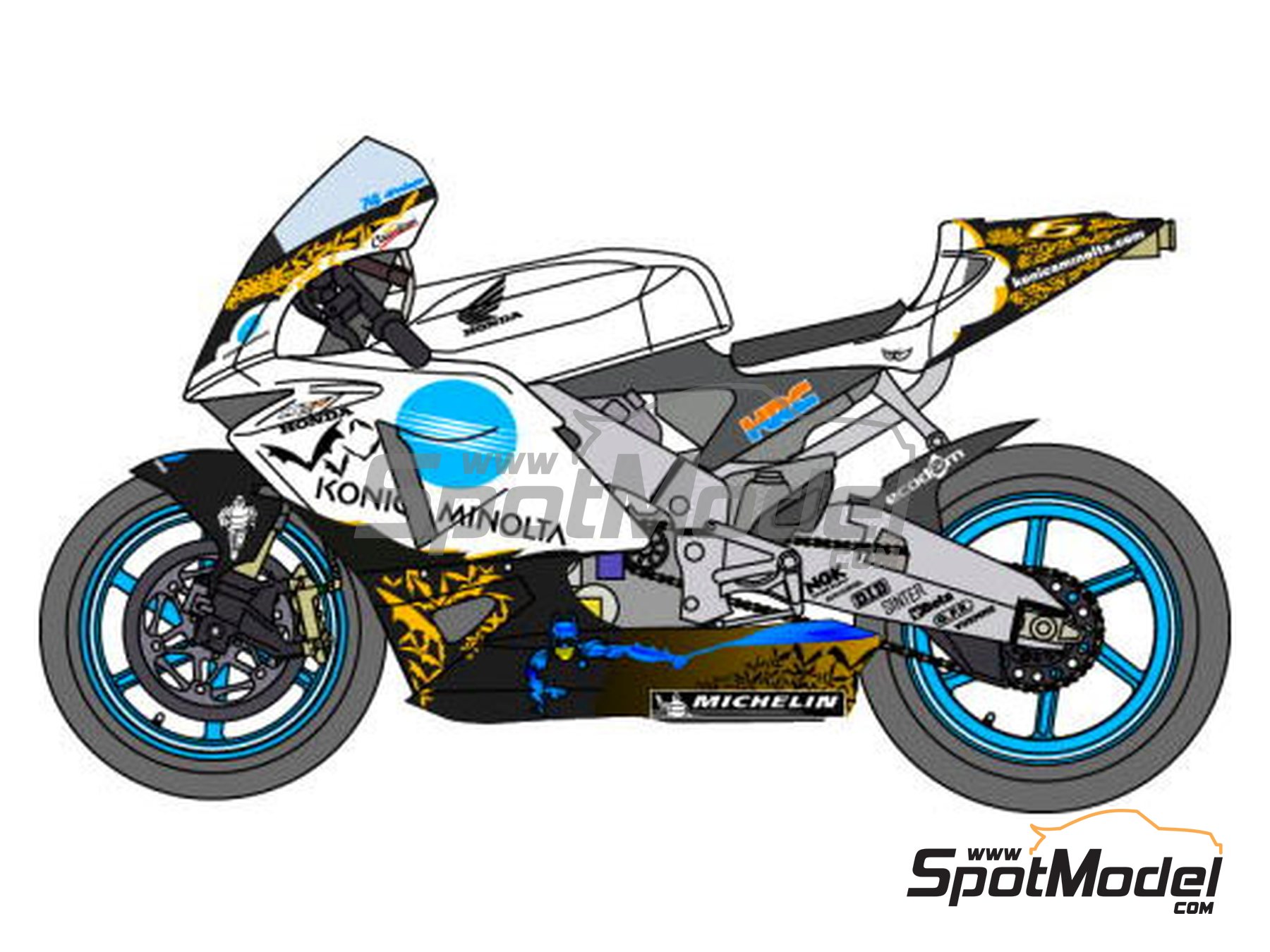 Honda RC211V Batman begins sponsored by Konica Minolta - German Moto GP  Grand Prix 2005. Marking / livery in 1/12 scale manufactured by Renaissance  Mo